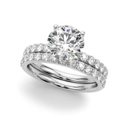 Statement Sidestone Round Diamond Engagement Ring in 10K/14K gold and platinum with certified lab-grown or natural diamonds