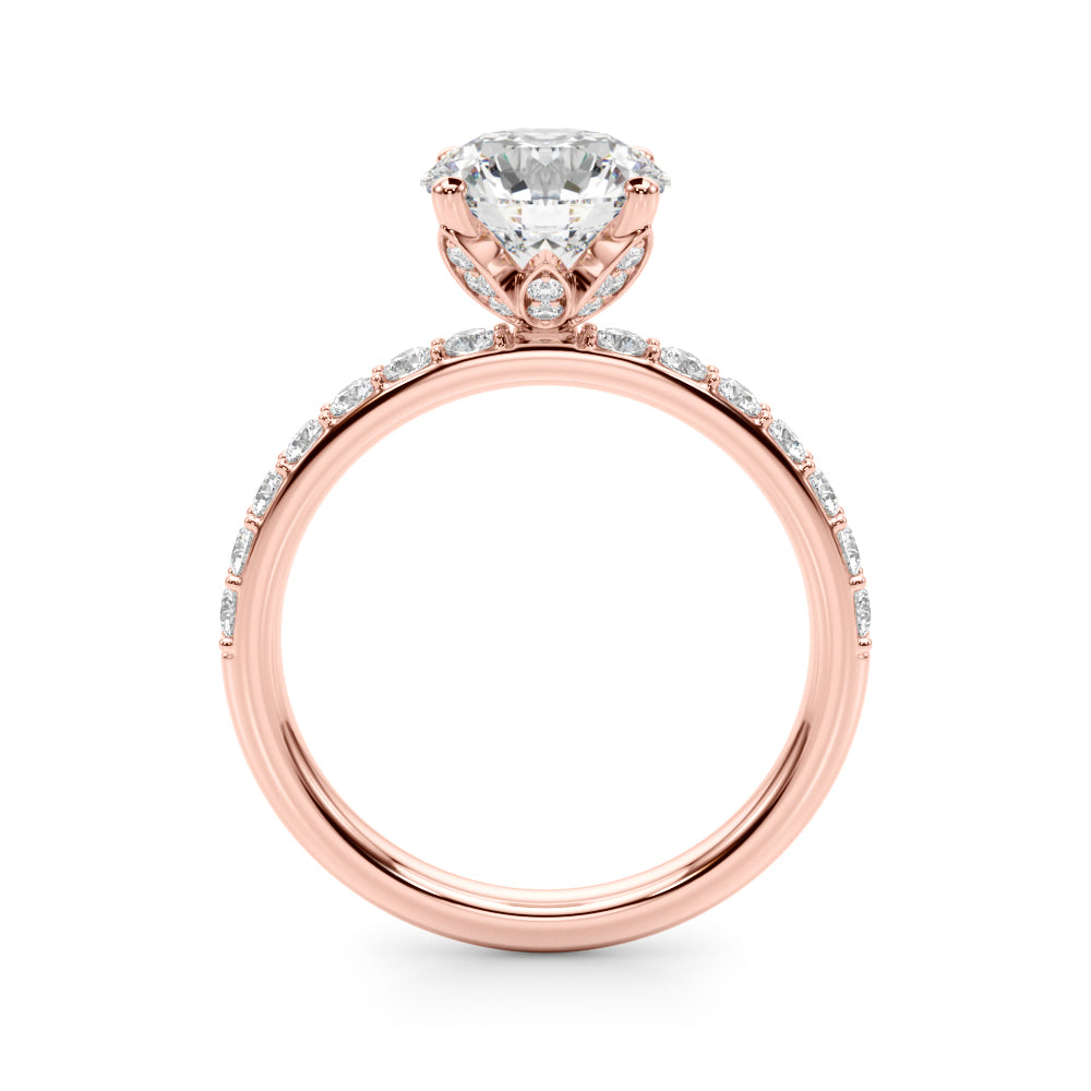 Statement Sidestone Round Diamond Engagement Ring in 10K/14K gold and platinum with certified lab-grown or natural diamonds