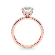 Statement Sidestone Round Diamond Engagement Ring in 10K/14K gold and platinum with certified lab-grown or natural diamonds