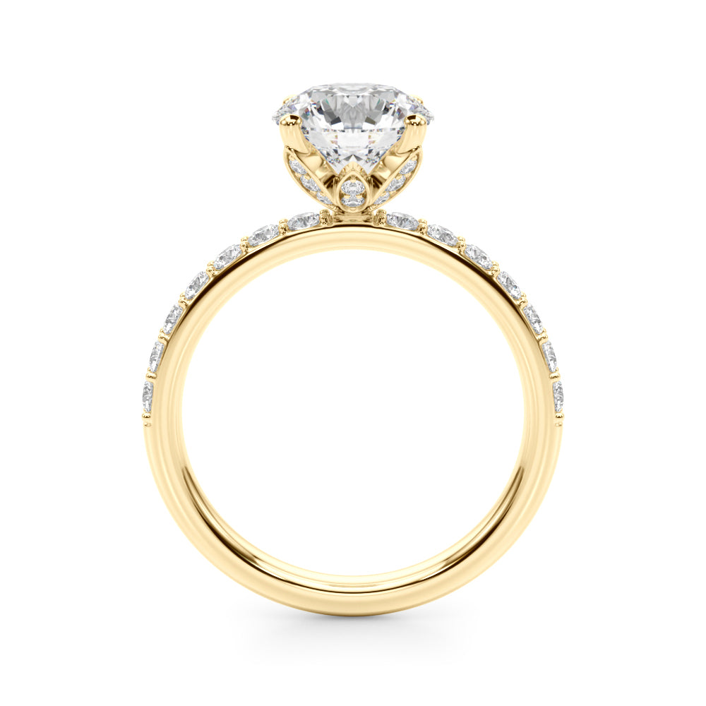 Statement Sidestone Round Diamond Engagement Ring in 10K/14K gold and platinum with certified lab-grown or natural diamonds