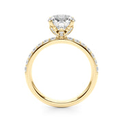 Statement Sidestone Round Diamond Engagement Ring in 10K/14K gold and platinum with certified lab-grown or natural diamonds