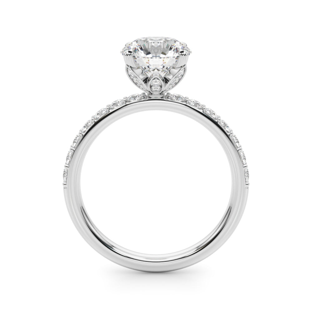 Statement Sidestone Round Diamond Engagement Ring in 10K/14K gold and platinum with certified lab-grown or natural diamonds