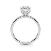 Statement Sidestone Round Diamond Engagement Ring in 10K/14K gold and platinum with certified lab-grown or natural diamonds