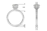 Statement Sidestone Round Diamond Engagement Ring in 10K/14K gold and platinum with certified lab-grown or natural diamonds