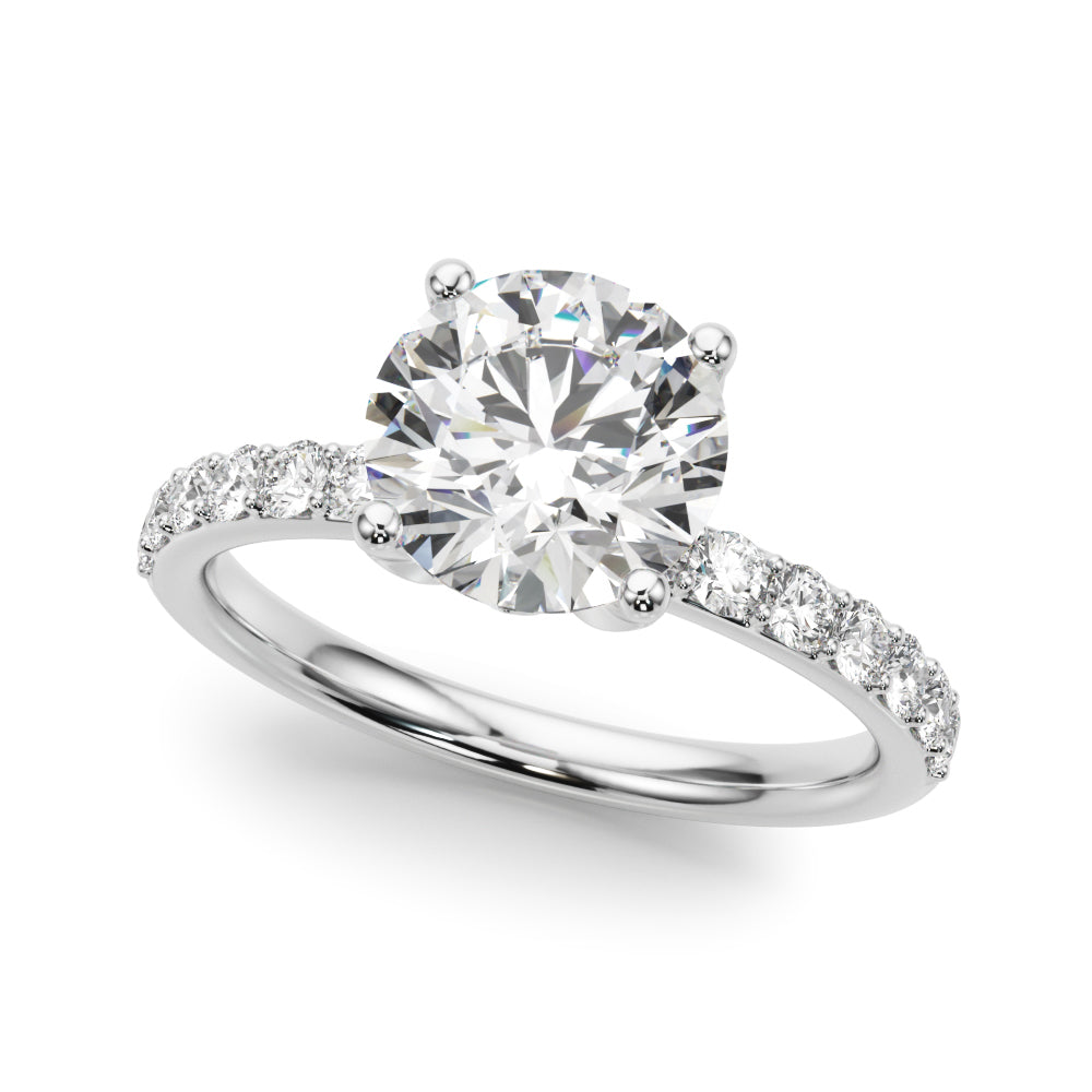Statement Sidestone Round Diamond Engagement Ring in 10K/14K gold and platinum with certified lab-grown or natural diamonds