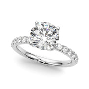 Statement Sidestone Round Diamond Engagement Ring in 10K/14K gold and platinum with certified lab-grown or natural diamonds