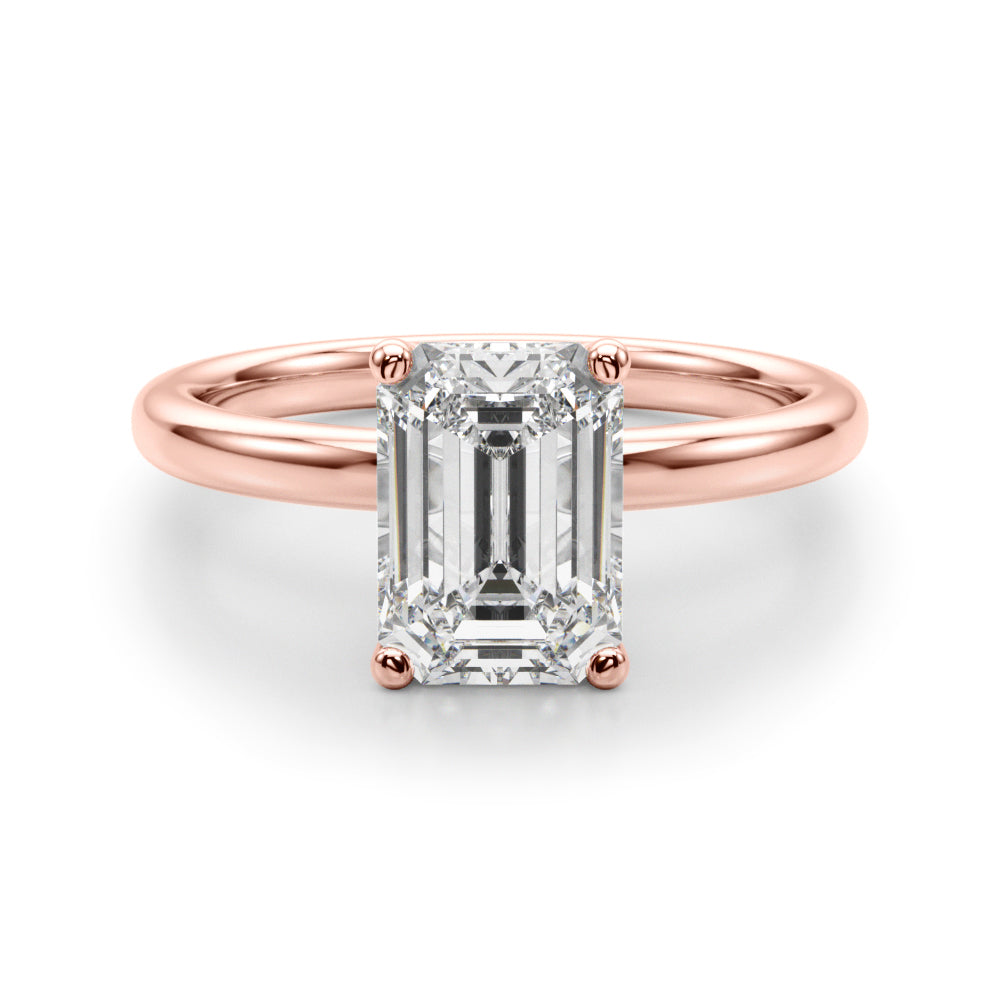 Lustrous Sidestone Emerald Diamond Engagement Ring in 10K/14K gold and platinum with certified lab-grown or natural diamonds