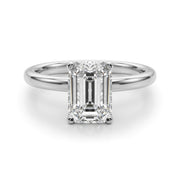 Lustrous Sidestone Emerald Diamond Engagement Ring in 10K/14K gold and platinum with certified lab-grown or natural diamonds