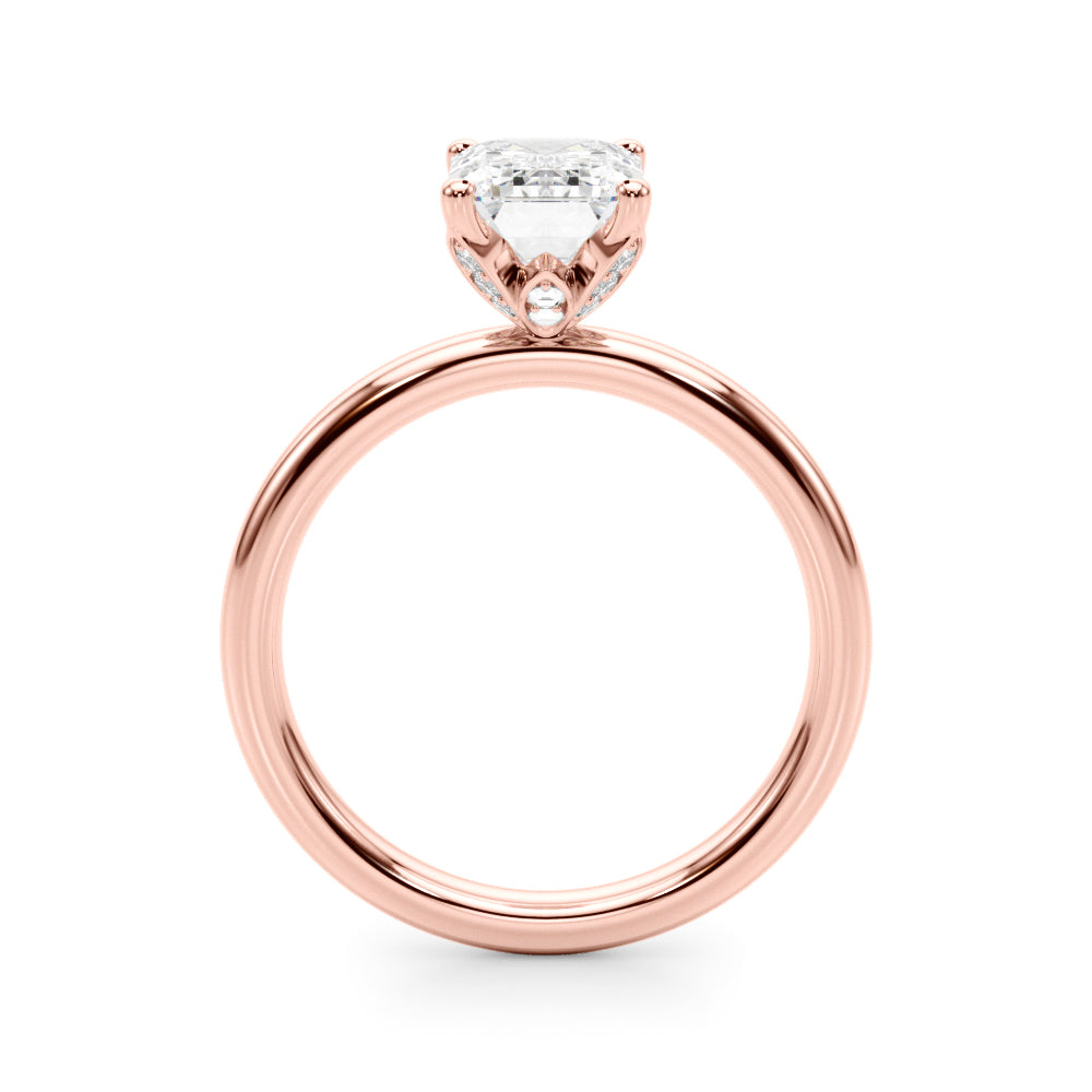 Lustrous Sidestone Emerald Diamond Engagement Ring in 10K/14K gold and platinum with certified lab-grown or natural diamonds
