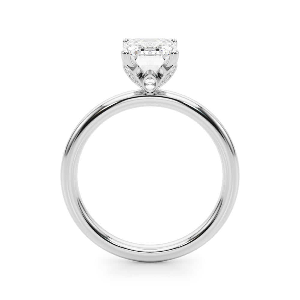 Lustrous Sidestone Emerald Diamond Engagement Ring in 10K/14K gold and platinum with certified lab-grown or natural diamonds