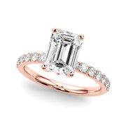 Opulent Sidestone Emerald Diamond Engagement Ring in 10K/14K gold and platinum with certified lab-grown or natural diamonds