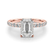 Opulent Sidestone Emerald Diamond Engagement Ring in 10K/14K gold and platinum with certified lab-grown or natural diamonds