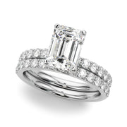 Opulent Sidestone Emerald Diamond Engagement Ring in 10K/14K gold and platinum with certified lab-grown or natural diamonds