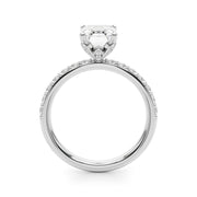 Opulent Sidestone Emerald Diamond Engagement Ring in 10K/14K gold and platinum with certified lab-grown or natural diamonds