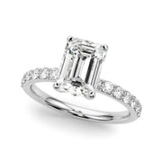 Opulent Sidestone Emerald Diamond Engagement Ring in 10K/14K gold and platinum with certified lab-grown or natural diamonds