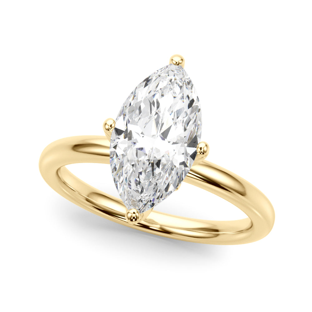 Statement Sidestone Marquise Diamond Engagement Ring in 10K/14K gold and platinum with certified lab-grown or natural diamonds