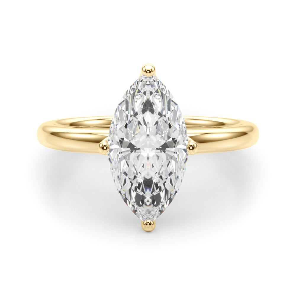Statement Sidestone Marquise Diamond Engagement Ring â€” 10K/14K Gold & Platinum