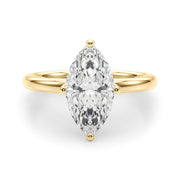 Statement Sidestone Marquise Diamond Engagement Ring â€” 10K/14K Gold & Platinum
