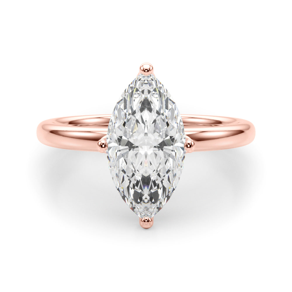 Statement Sidestone Marquise Diamond Engagement Ring â€” 10K/14K Gold & Platinum