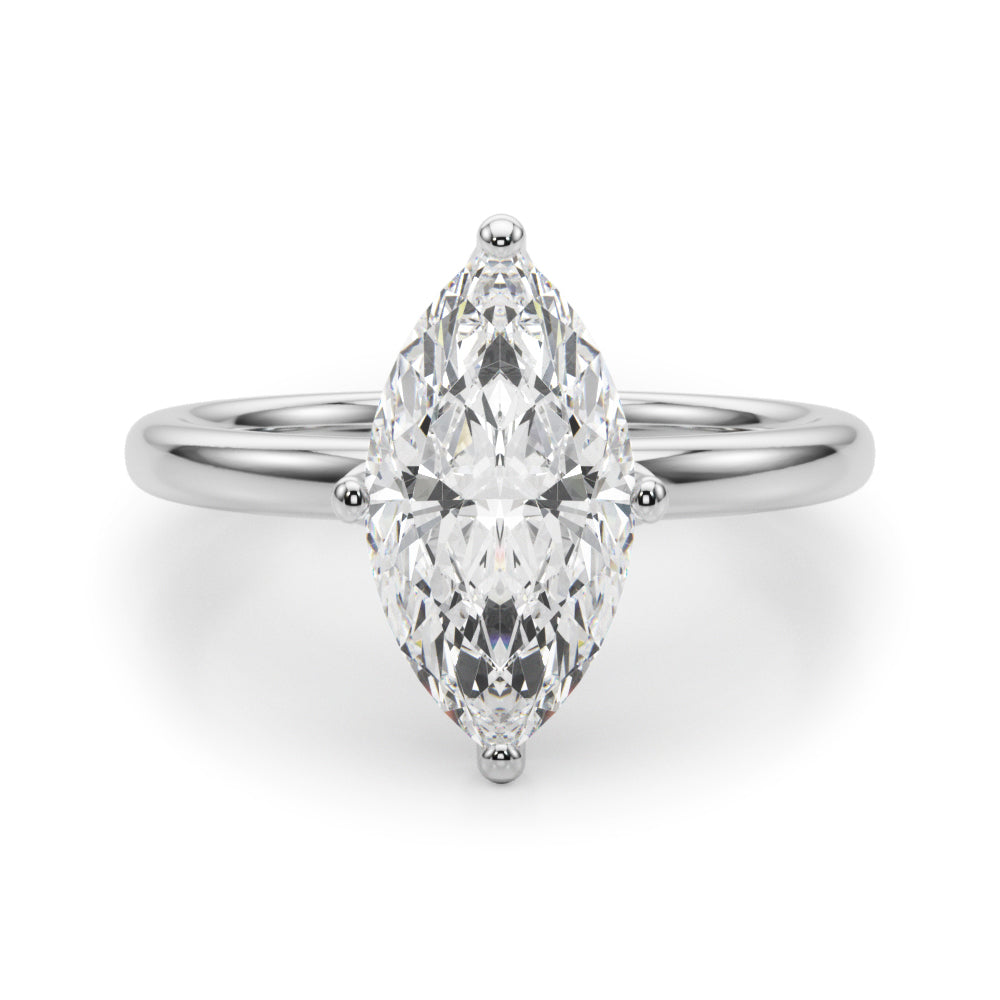 Statement Sidestone Marquise Diamond Engagement Ring â€” 10K/14K Gold & Platinum