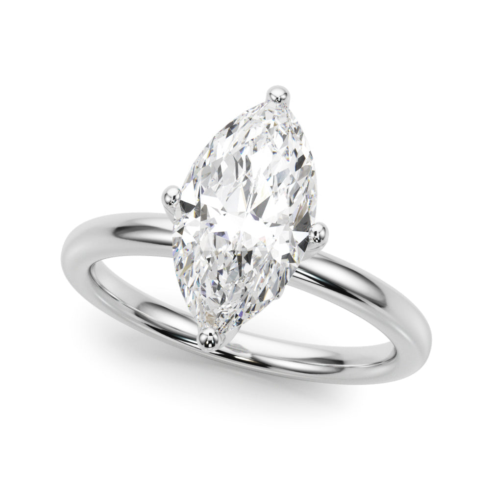 Statement Sidestone Marquise Diamond Engagement Ring â€” 10K/14K Gold & Platinum