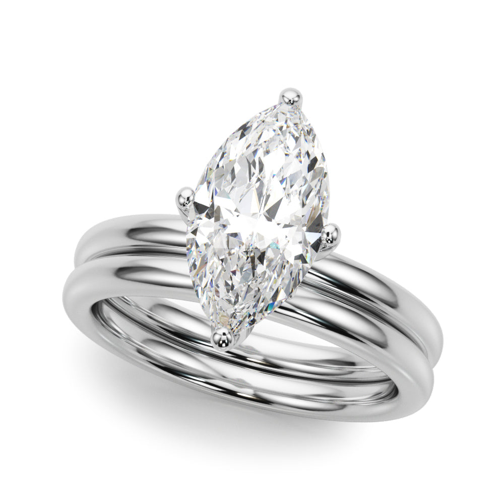 Statement Sidestone Marquise Diamond Engagement Ring â€” 10K/14K Gold & Platinum