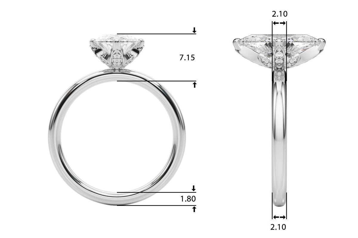 Statement Sidestone Marquise Diamond Engagement Ring â€” 10K/14K Gold & Platinum