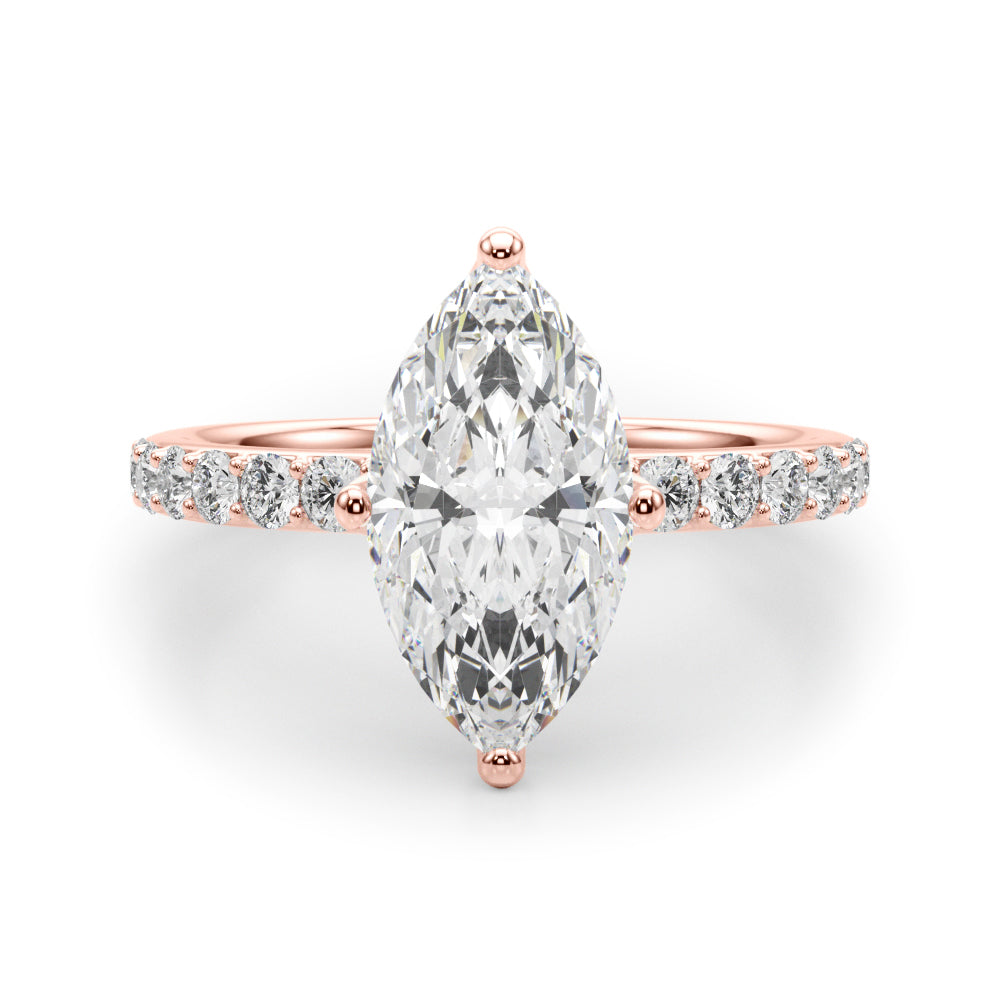 Exquisite Sidestone Marquise Diamond Engagement Ring â€” 10K/14K Gold & Platinum