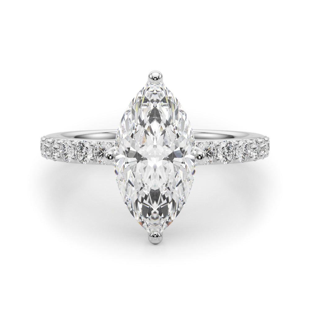 Exquisite Sidestone Marquise Diamond Engagement Ring â€” 10K/14K Gold & Platinum