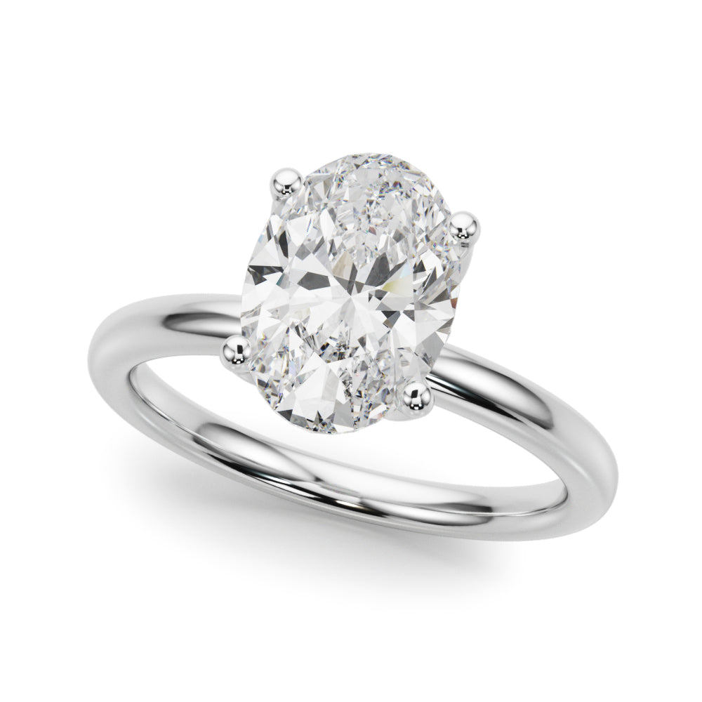 Regal Sidestone Oval Diamond Engagement Ring â€” 10K/14K Gold & Platinum