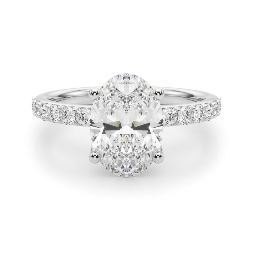 Sophisticated Sidestone Oval Diamond Engagement Ring â€” 10K/14K Gold & Platinum