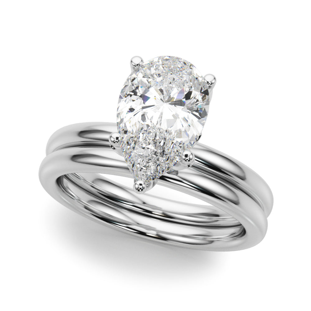 Eternal Sidestone Pear Diamond Engagement Ring â€” 10K/14K Gold & Platinum