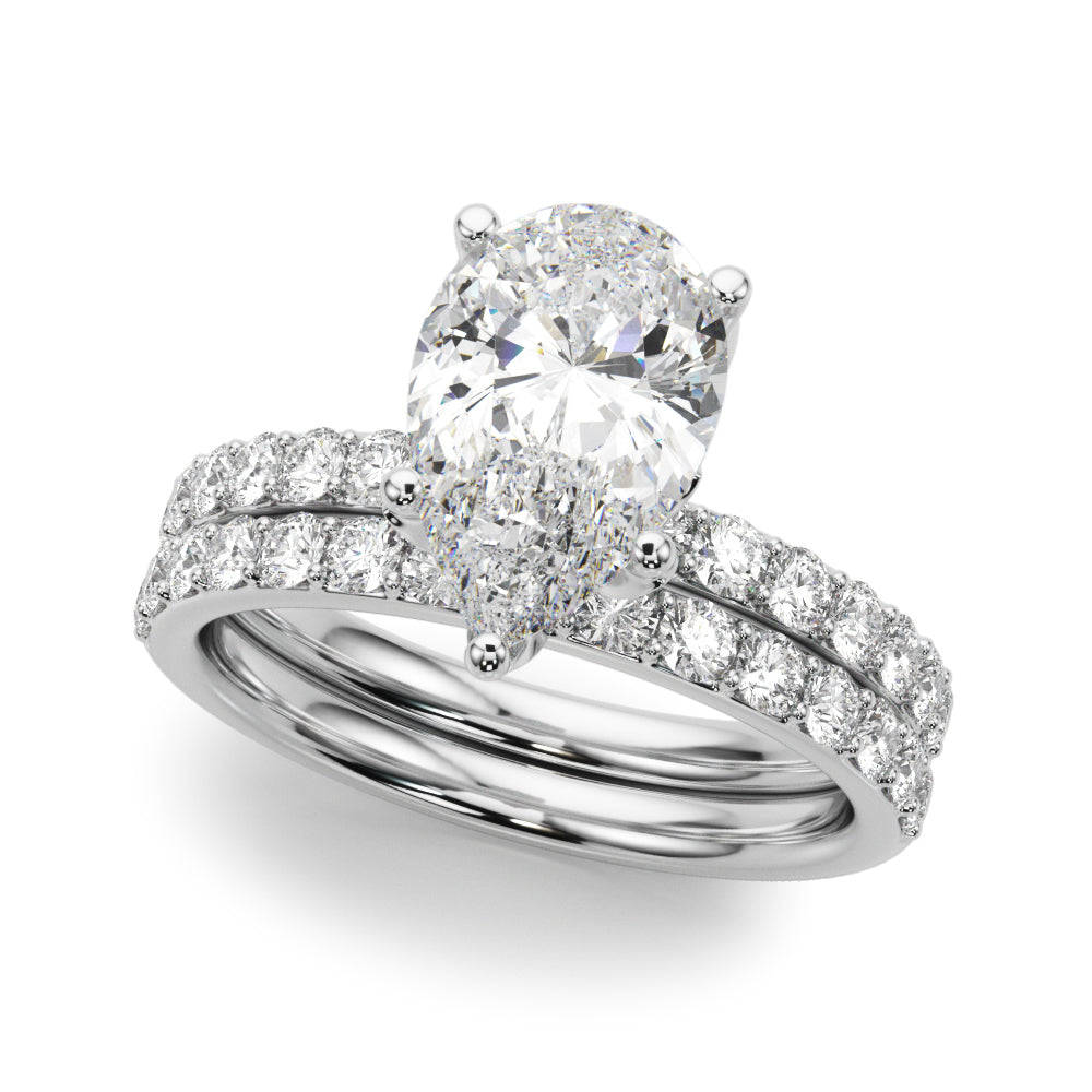 Radiant Sidestone Pear Diamond Engagement Ring â€” 10K/14K Gold & Platinum