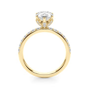 Radiant Sidestone Pear Diamond Engagement Ring â€” 10K/14K Gold & Platinum