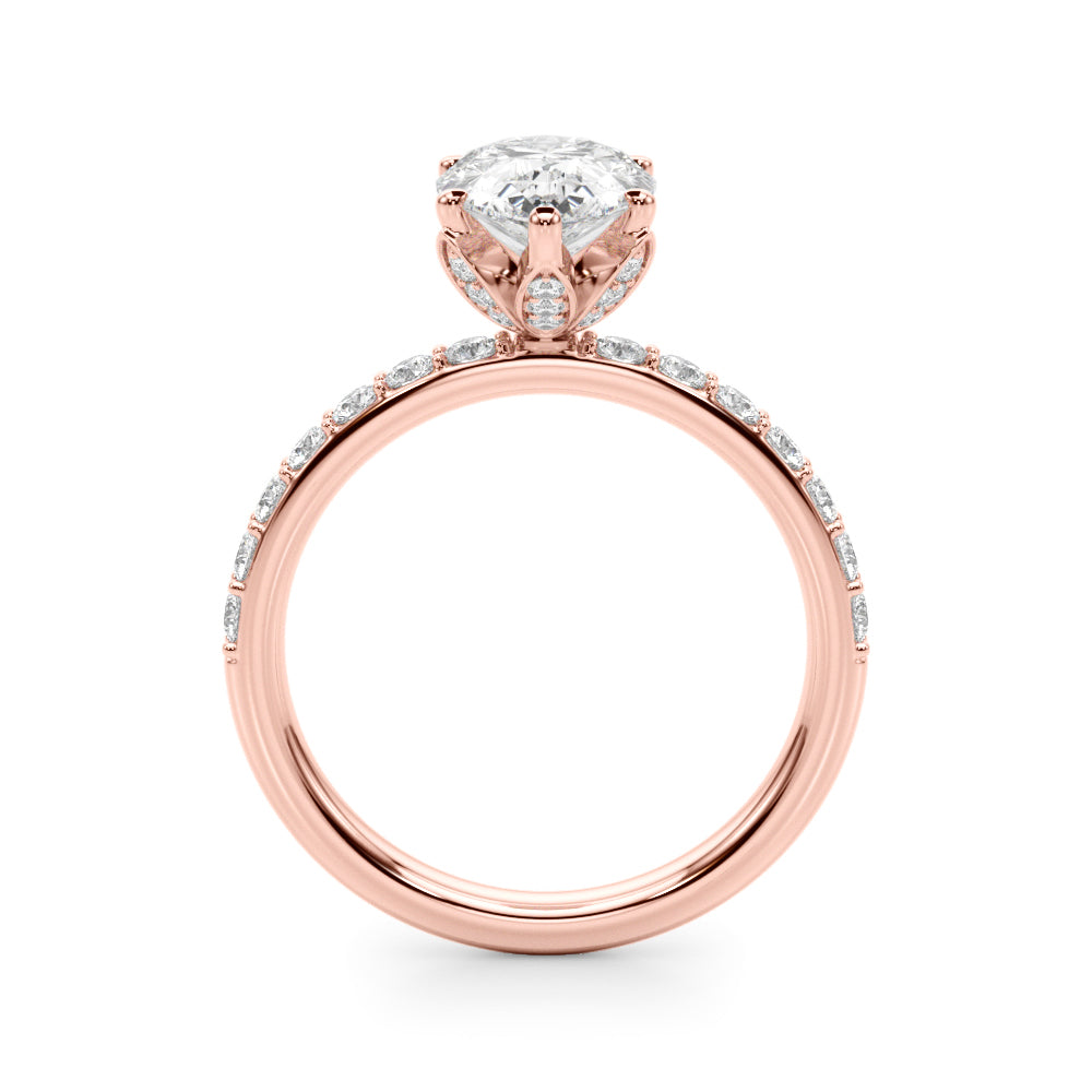 Radiant Sidestone Pear Diamond Engagement Ring â€” 10K/14K Gold & Platinum