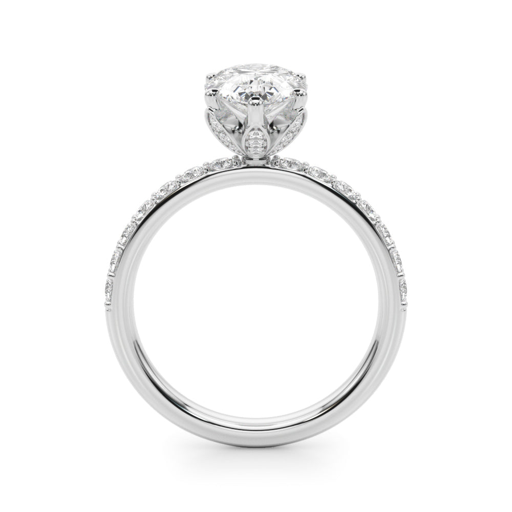 Radiant Sidestone Pear Diamond Engagement Ring â€” 10K/14K Gold & Platinum
