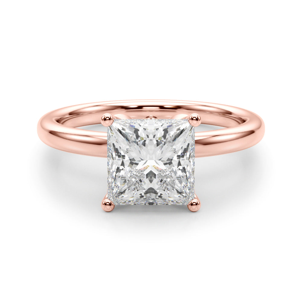 Celestial Sidestone Princess Diamond Engagement Ring in 10K/14K gold and platinum with certified lab-grown or natural diamonds
