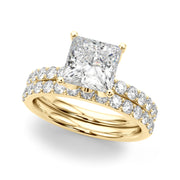 Crowned Sidestone Princess Diamond Engagement Ring in 10K/14K gold and platinum with certified lab-grown or natural diamonds