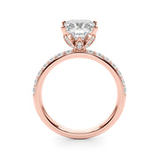 Crowned Sidestone Princess Diamond Engagement Ring in 10K/14K gold and platinum with certified lab-grown or natural diamonds