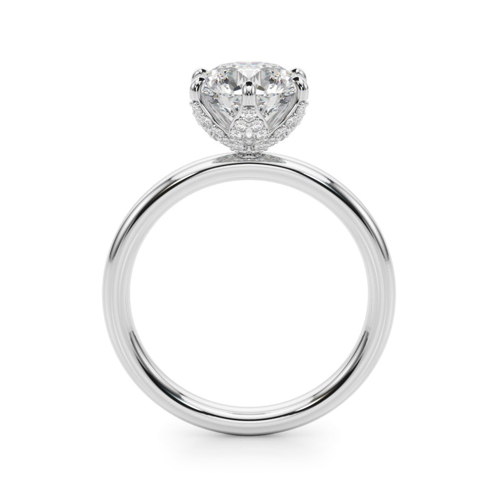 Couture Sidestone Round Diamond Engagement Ring in 10K/14K gold and platinum with certified lab-grown or natural diamonds