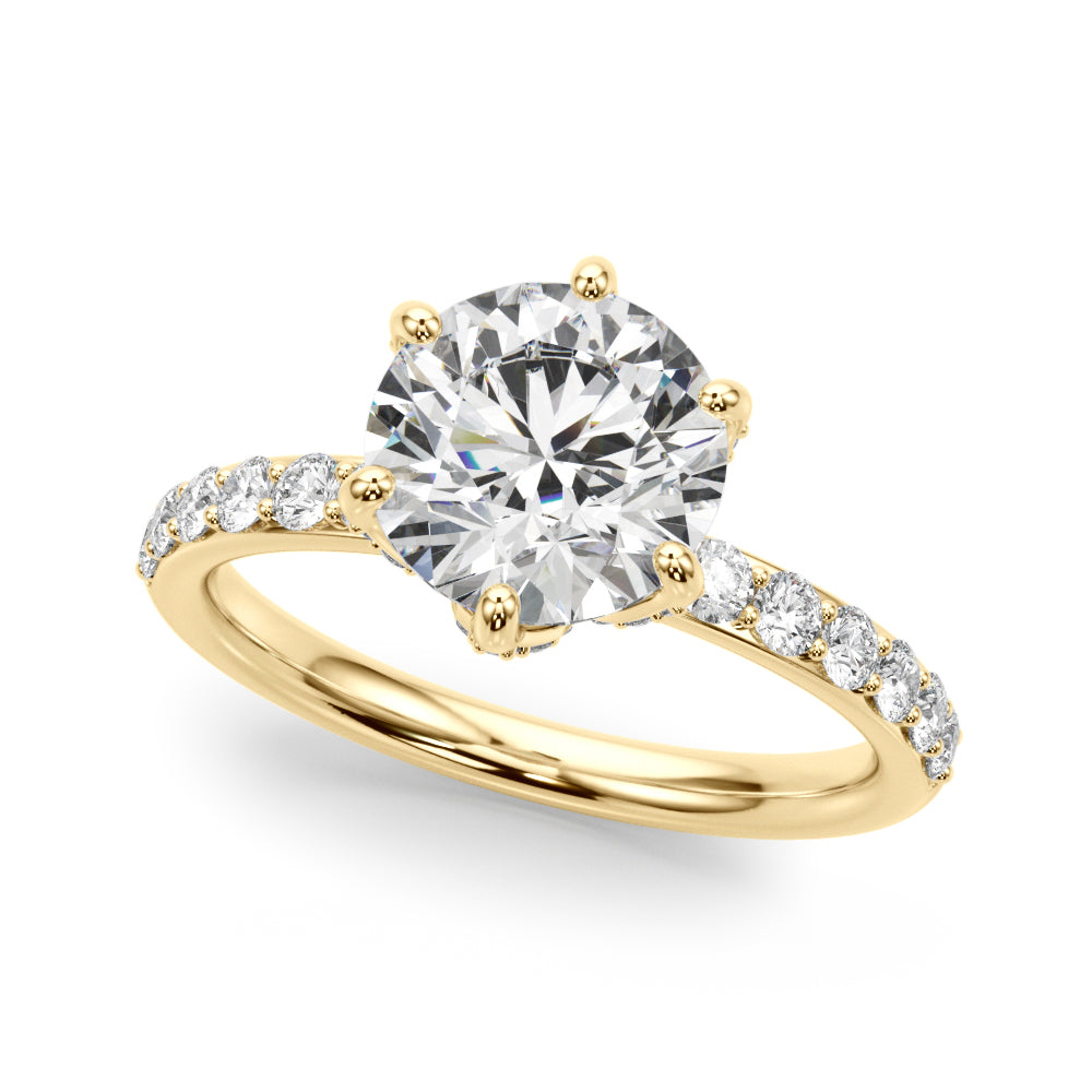 Graceful Sidestone Round Diamond Engagement Ring in 10K/14K gold and platinum with certified lab-grown or natural diamonds
