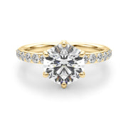 Graceful Sidestone Round Diamond Engagement Ring in 10K/14K gold and platinum with certified lab-grown or natural diamonds
