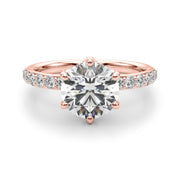 Graceful Sidestone Round Diamond Engagement Ring in 10K/14K gold and platinum with certified lab-grown or natural diamonds