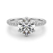 Graceful Sidestone Round Diamond Engagement Ring in 10K/14K gold and platinum with certified lab-grown or natural diamonds