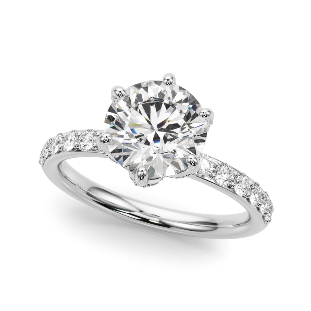 Graceful Sidestone Round Diamond Engagement Ring in 10K/14K gold and platinum with certified lab-grown or natural diamonds