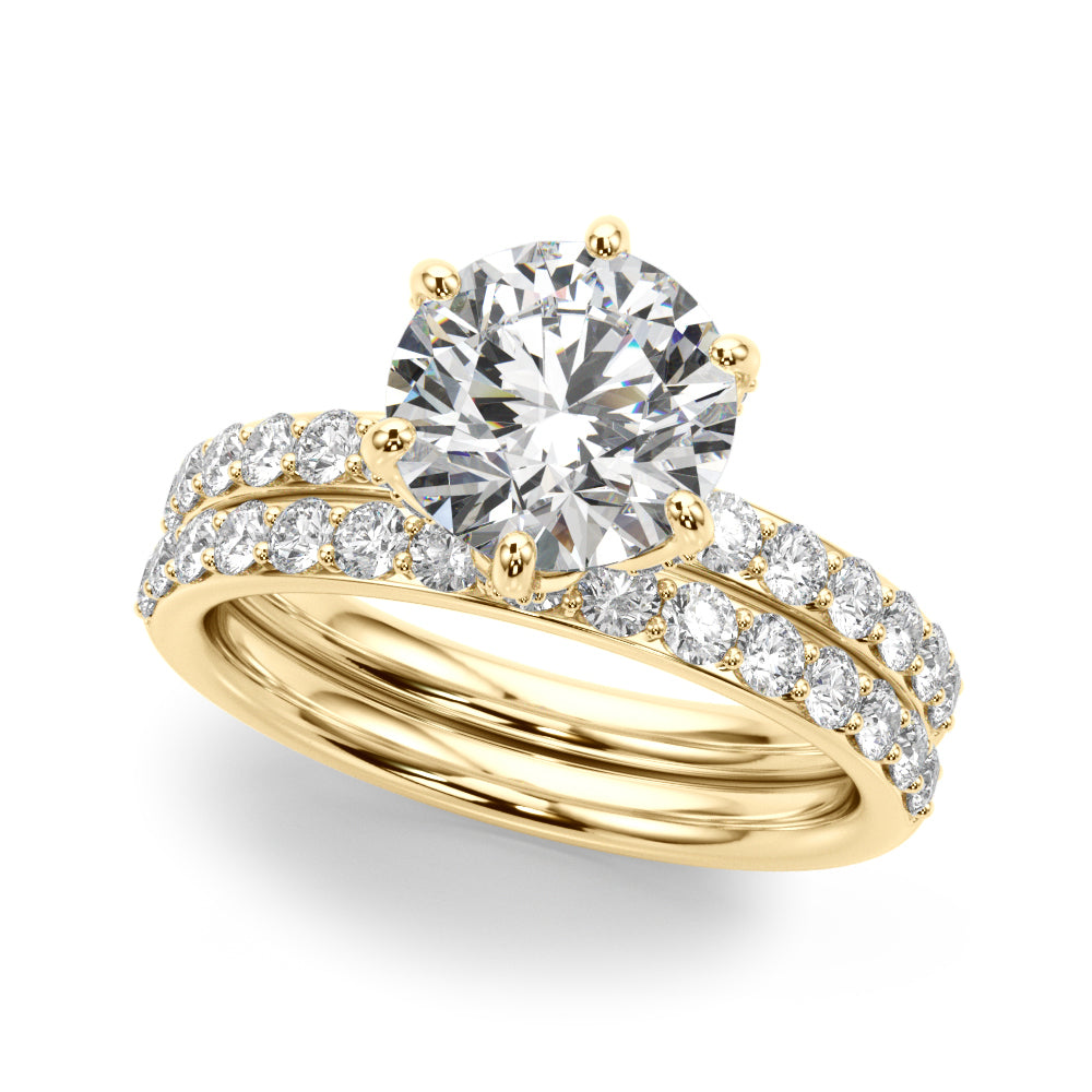 Graceful Sidestone Round Diamond Engagement Ring in 10K/14K gold and platinum with certified lab-grown or natural diamonds