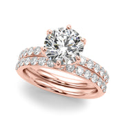 Graceful Sidestone Round Diamond Engagement Ring in 10K/14K gold and platinum with certified lab-grown or natural diamonds