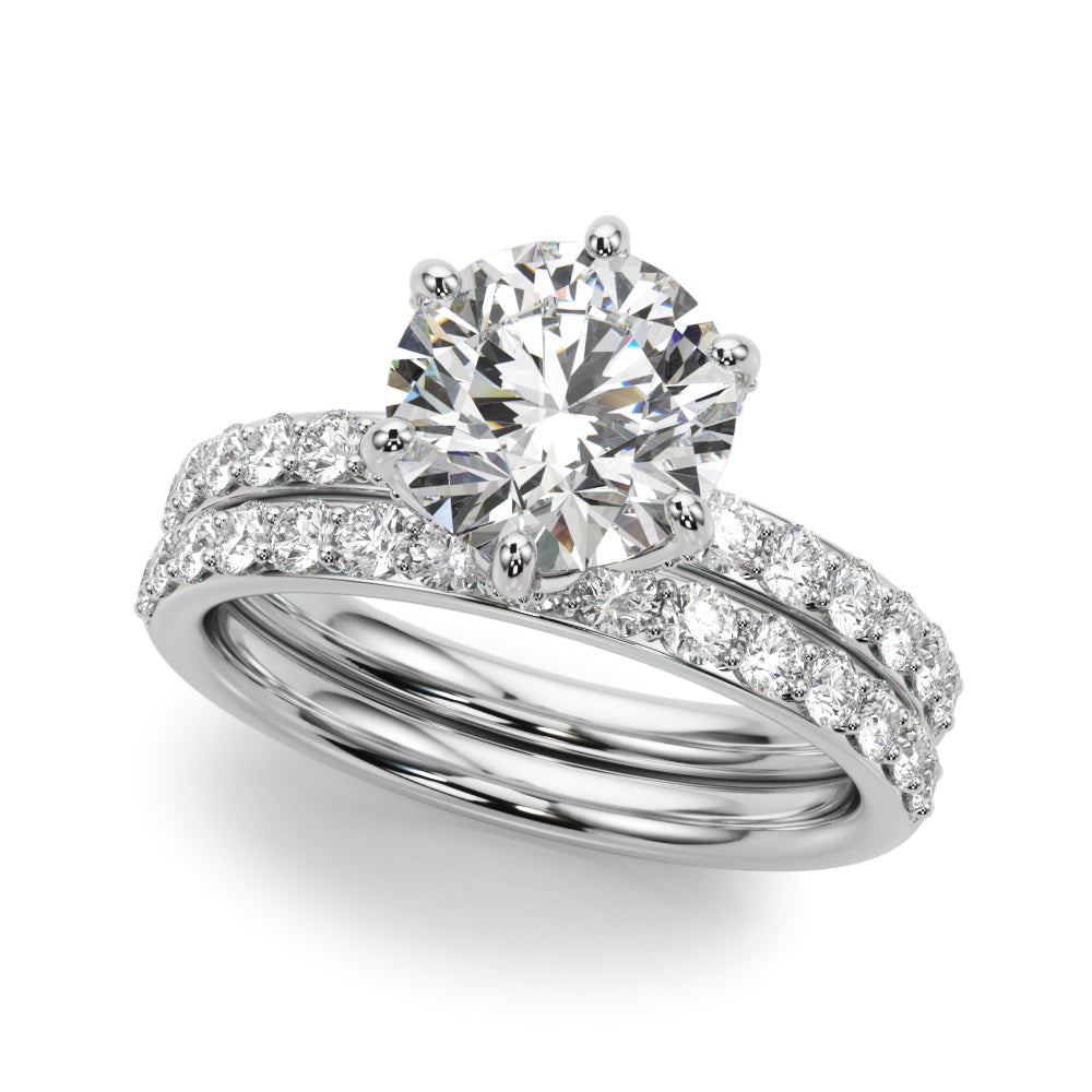Graceful Sidestone Round Diamond Engagement Ring in 10K/14K gold and platinum with certified lab-grown or natural diamonds