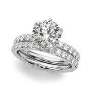 Graceful Sidestone Round Diamond Engagement Ring in 10K/14K gold and platinum with certified lab-grown or natural diamonds