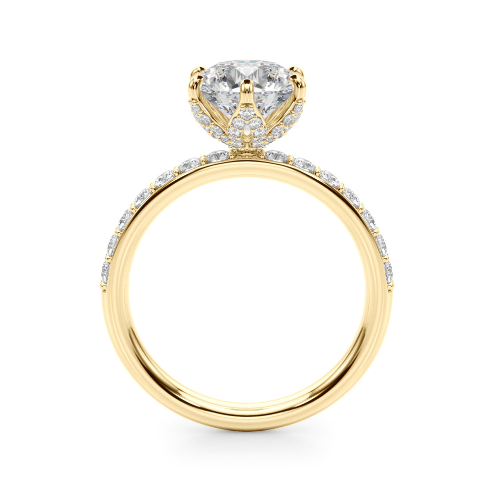 Graceful Sidestone Round Diamond Engagement Ring in 10K/14K gold and platinum with certified lab-grown or natural diamonds